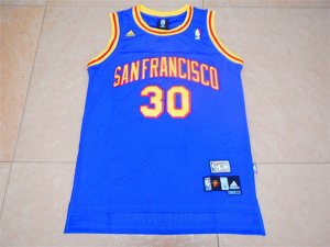 Maillot De Basket Golden State Warriors Stephen Curry 30 Engrener The Beginning of The Antique Bleu